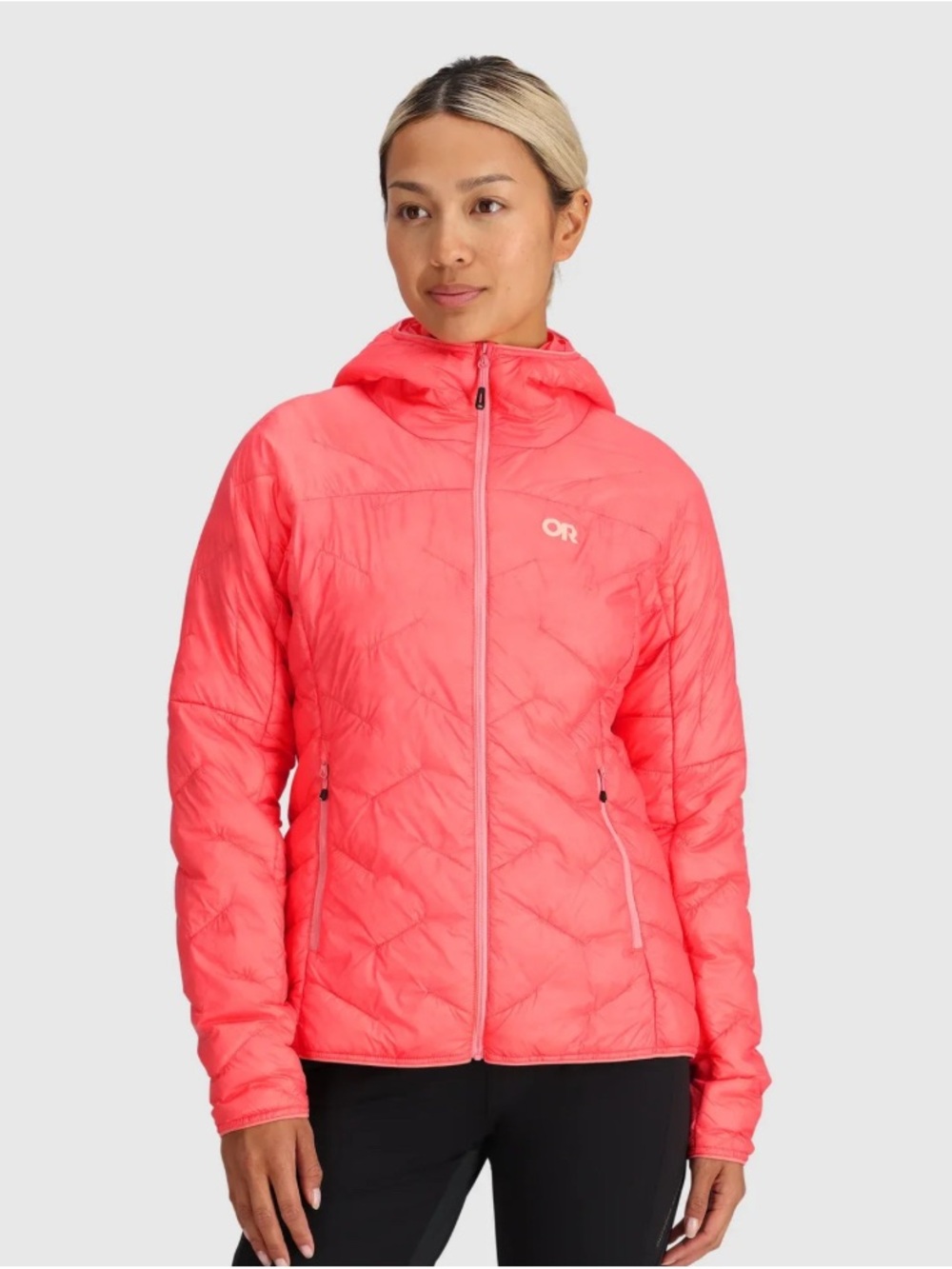 Outdoor Research SuperStrand Hoodie Coral Pink Quilted Insulated Jacket Coat - M